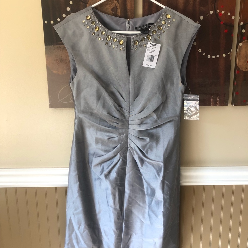 πHost Pickπ NWT Jessica Howard Silver Dress - Picture 2 of 7